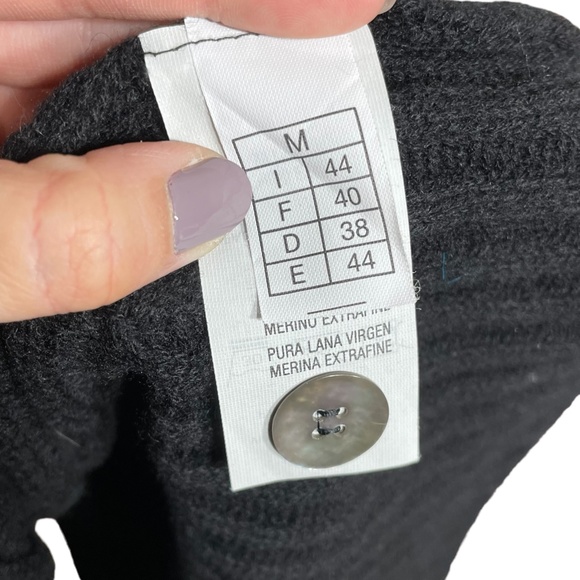 100% Merino Wool Sweater Dress M Sweaterdress One Shoulder A-Line Button RIbbed - Picture 10 of 12